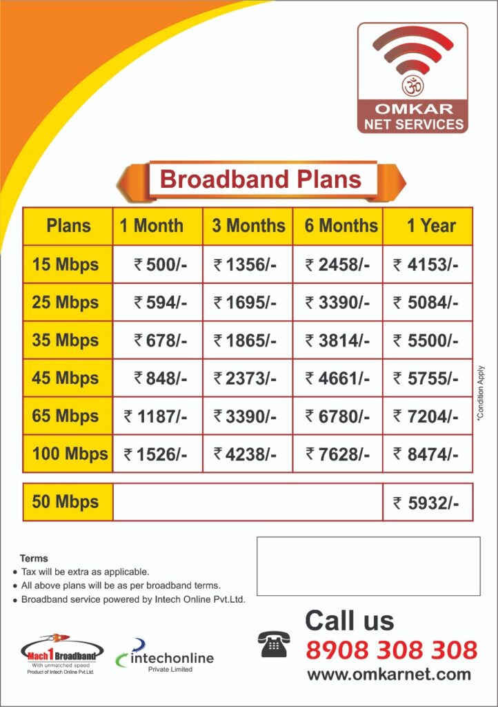 Broadband Plans – Omkar net Services